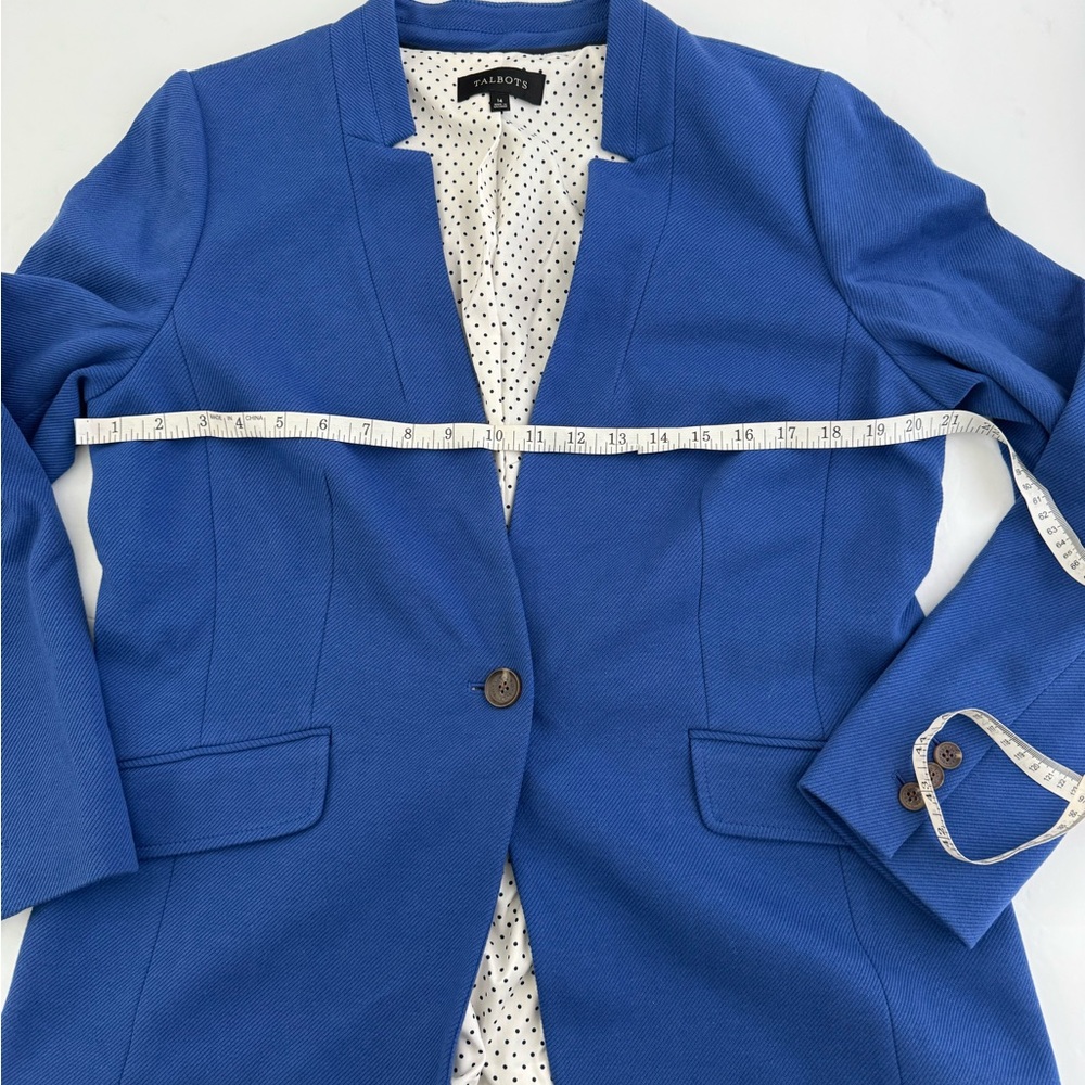 Talbots Jacket Womens 14 Blue Blazer Cotton Lightweight Colorful Academic - Picture 6 of 13